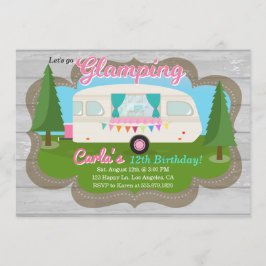 グランピングガールズキャンピングバースデーパーティー招待 招待状
