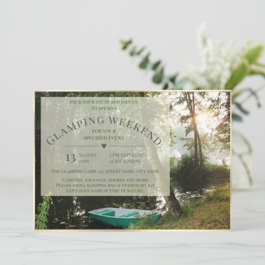 グランピングキャンピングウィークエンドカード招待状 招待状 (スタンド正面)
