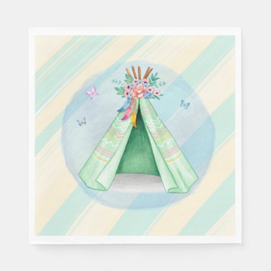 グランピングキャンピンググリーンテントスリープバーアウトドア スタンダードランチョンナプキン (正面)