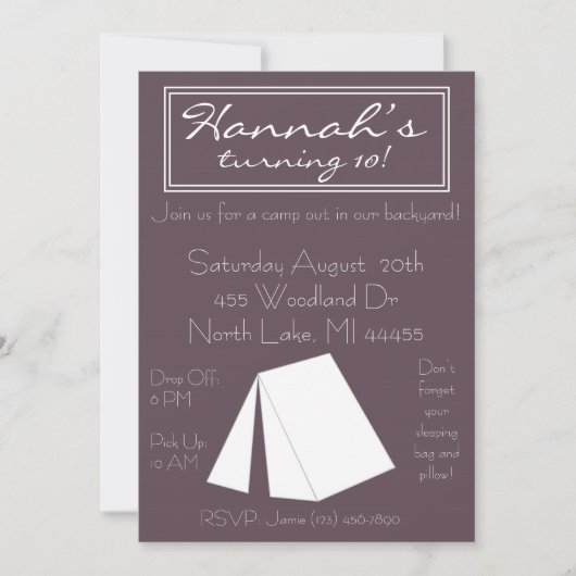 グランピングキャンプアウト誕生日招待状 招待状 (正面)
