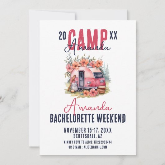 グランピングキャンプバチェロレッテ旅程ウィークエンド 招待状 (正面)