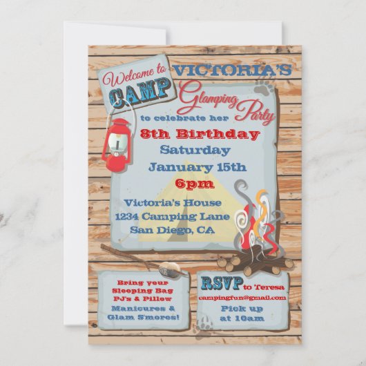 グランピングキャンプパーティの招待状 招待状 (正面)