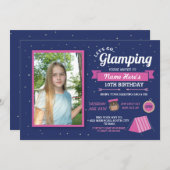 グランピングキャンプフォトスリープオーバーガールズ招待状 招待状 (正面/裏面)