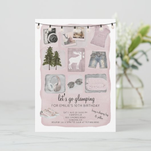 グランピングキャンプ10thバースデーパーティーの招待状 招待状 (スタンド正面)