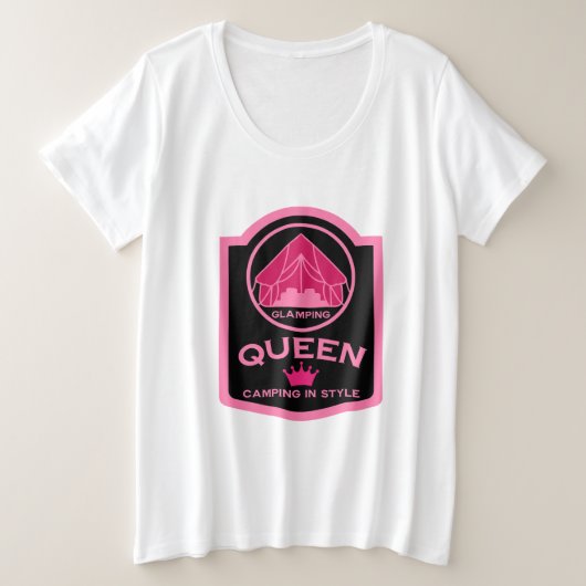 グランピングクイーンキャンピングインスタイル プラスサイズTシャツ (デザイン正面)