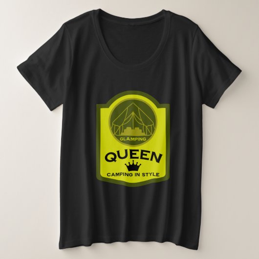 グランピングクイーンキャンピングインスタイル プラスサイズTシャツ (デザイン正面)