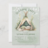 グランピングテントアダルト誕生日旅行客 招待状 (正面)