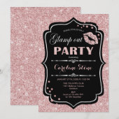 グランピングパーティー - ブラックローズゴールド 招待状 (正面/裏面)