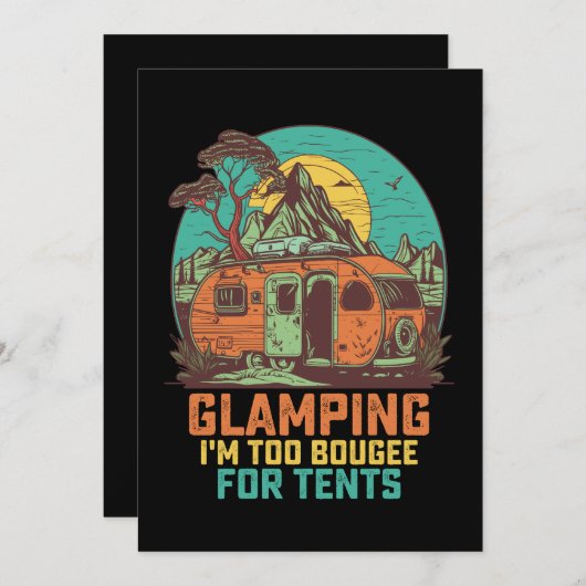 グランピング私はテントのためのブーギーレトロヴィンテージ 招待状 (正面/裏面)