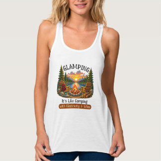 グランピング キャンプみたい レディースTシャツ タンクトップ