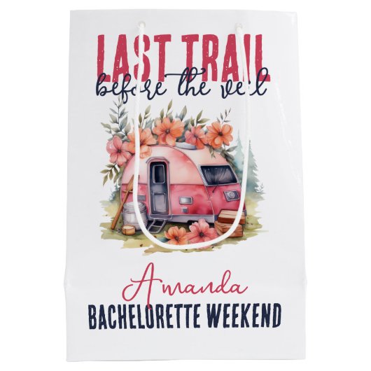グランピング ラストトレイル ブライズメイド パーティー ウィークエンド ミディアムペーパーバッグ (裏面)