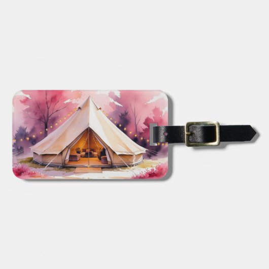 グランピング Bachelorette 週末 水彩 ラゲッジタグ (正面横)