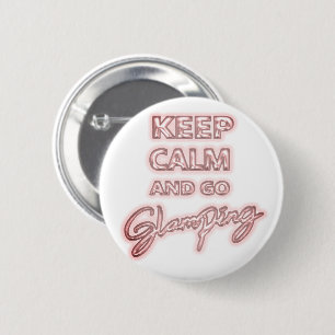 グランピング Keep Calm   ピンク ネオン グロー ホイル バルーン 缶バッジ