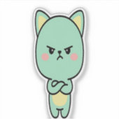 ⭐ グランピー ミント キャット – かわいい カワイイ カートゥーン ステッカー シール (正面)