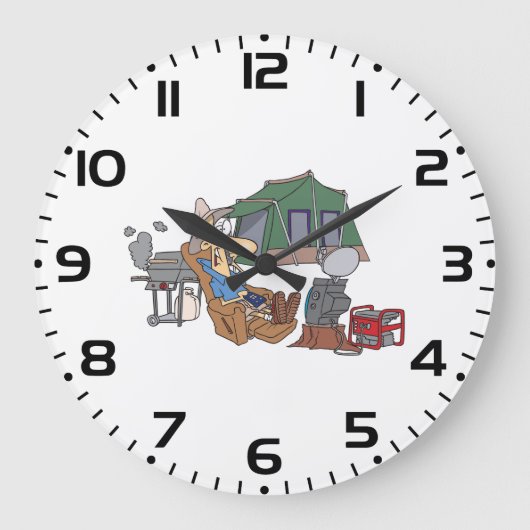 グランプおもしろいマンガラグジュアリーキャンピング ラージ壁時計 (正面)