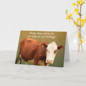 グランプおもしろい牛誕生日カード用 カード (黄色い花)