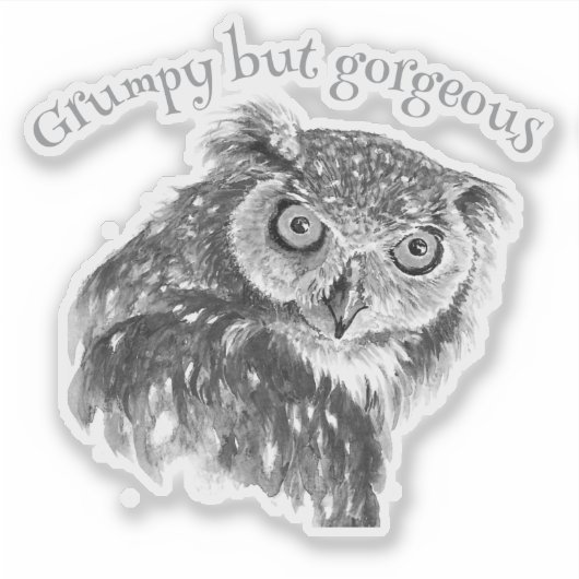 グランプミニマリスト水の色プリントアートフクロウ愛好家。 シール (正面)