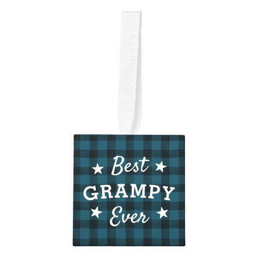 グランプ最高のー史上最高 |ホリデイ・プレイド写真 キューブオーナメント (正面)