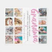 グランペアレントばあちゃんの写真と引用文 フリースブランケット (正面(横))