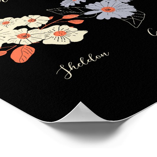 グランマフラワーガーデン名前をカスタムするヴィンテージフローラ ポスター (角)