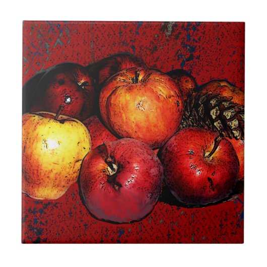 グランマルのリンゴの束 – 赤 タイル (正面)