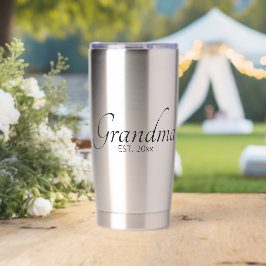 グランマ設立年モダンブラックスクリプト 保温保冷タンブラー