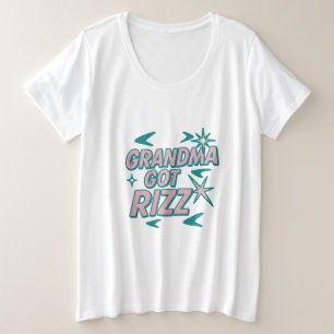 グランマ・ガット・リズ ― アトミック・ティールピンク・ポップ プラスサイズTシャツ