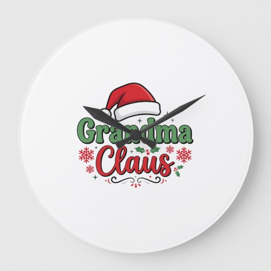 グランマ・クラウス クリスマス サンタハット ラージ壁時計 (正面)