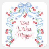 グランミレニアル チェリー ボウ 水彩 スクエアシール (正面)