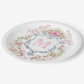グランミレニアル フローラル クレスト モノグラム | ブライダル  ペーパープレート (アングル)