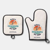 グラン最高のパバイパールゴルフ恋人パパパーソナライズされた 鍋つかみ&鍋敷きセット (正面)