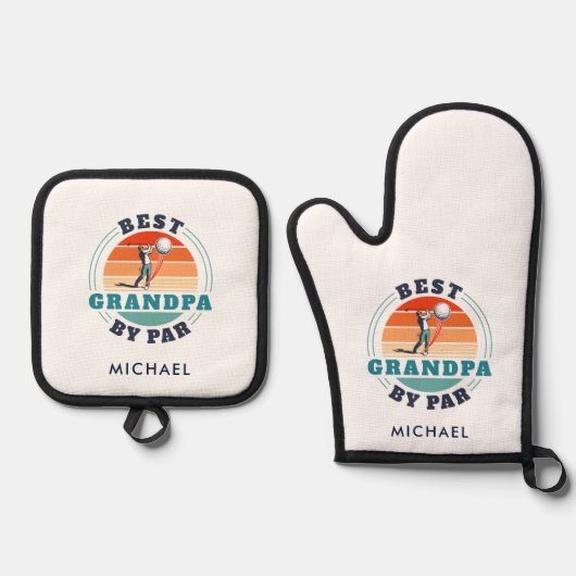 グラン最高のパバイパールゴルフ恋人パパパーソナライズされた 鍋つかみ&鍋敷きセット (正面)