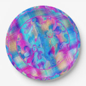 グラン絵を描グ-花模様 – 格子状 – 四 – ホタテ –  ペーパープレート (正面)