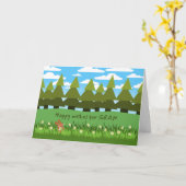 グラン誕生日かわいいバニーとデイジーカード カード (黄色い花)