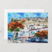 グラン・カナリアのシティスケーププエルト・デ・モーガン。絵を描. ポストカード (正面/裏面)