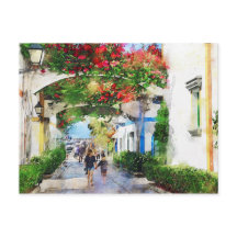 グラン・カナリアのシティスケーププエルト・デ・モーガン。絵を描.