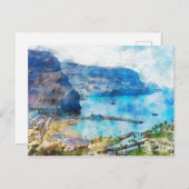 グラン・カナリアのシティスケーププエルト・デ・モーガン。絵を描. ポストカード (正面/裏面)