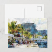 グラン・カナリア島のプエルト・デ・モルガンの街並み。絵画 ポストカード (正面/裏面)