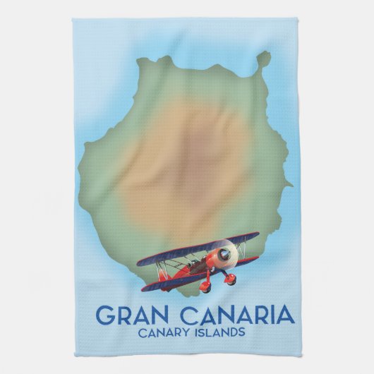 グラン・カナリア島、旅行ポスターアート キッチンタオル (縦)