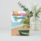 グラン・バイ・モーリシャスのヴィンテージ旅行ポスター ポストカード (スタンド正面)
