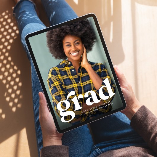 グラーはっきりしたドシンプル垂直写真卒業 案内状