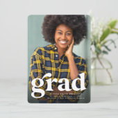 グラーはっきりしたドシンプル・グリーン垂直写真卒業 案内状 (スタンド正面)