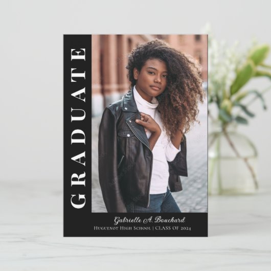 グラーはっきりしたド写真モダン発表パーティー招待状 招待状 (スタンド正面)