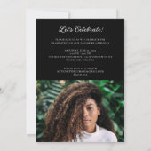 グラーはっきりしたド写真モダン発表パーティー招待状 招待状 (裏面)