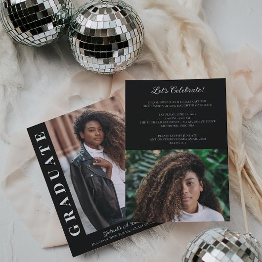 グラーはっきりしたド写真モダン発表パーティー招待状 招待状