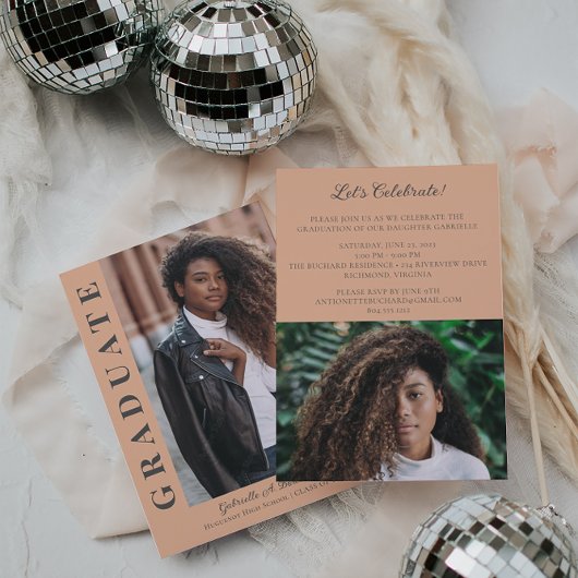 グラーはっきりしたド写真モダン発表パーティー招待状 招待状