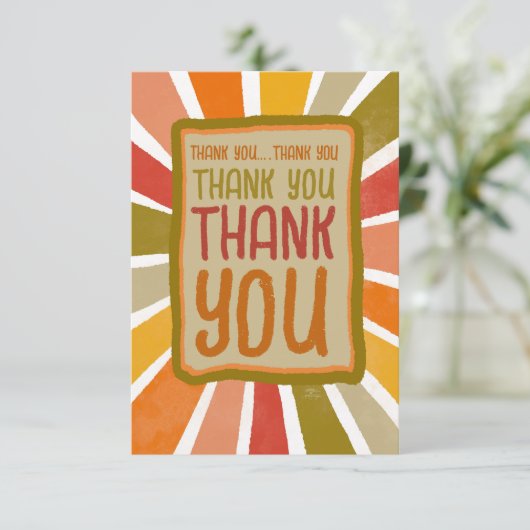 グラーカラフルドおもしろい陽気サンキューシンプルイエロ サンキューカード (スタンド正面)