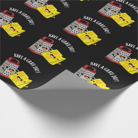 グラートデイチーズプおもしろいン黒いBGを持っている ラッピングペーパー (角)