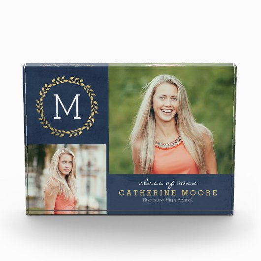 グラードイニシャル編集可能カラー卒業フォトブロック フォトブロック (正面)