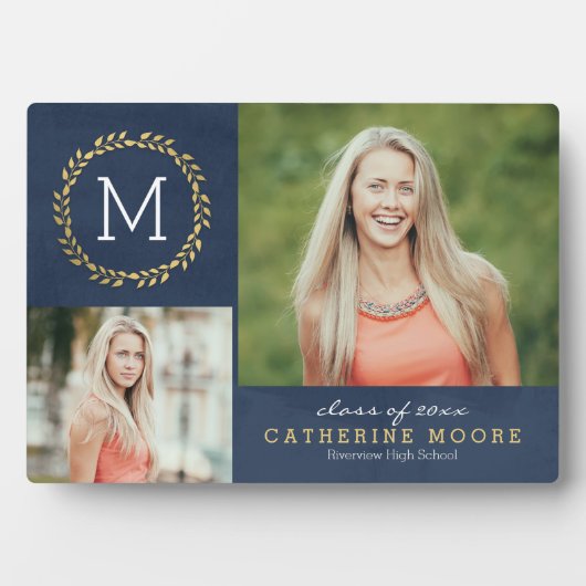 グラードイニシャル編集可能カラー卒業プラーク フォトプラーク (正面)